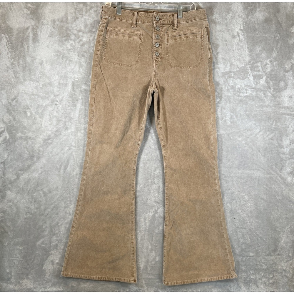 American Eagle Corduroy Super High Rise Flare Womens Pants Size 12 Button Fly